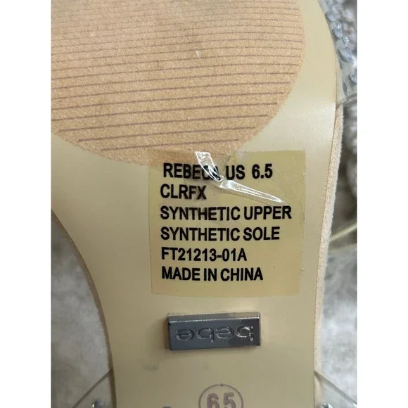 Bebe Clear Rhinestone Ankle Strap Lucite Heel Sandals Size‎ 6.5 - Picture 6 of 7